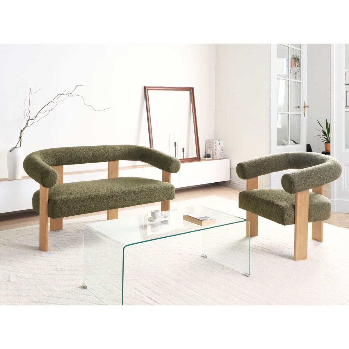 Sofa ILBRO Boucle Zielony dla 2 osób