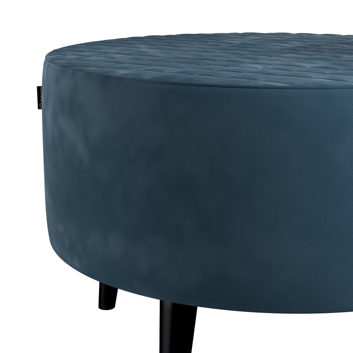 Podnóżek okrągły pikowany, pruski błękit, Ø60 x 40 cm, Velvet