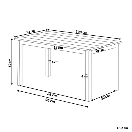 Stół ogrodowy MESSINA 100 cm 52 cm Biały