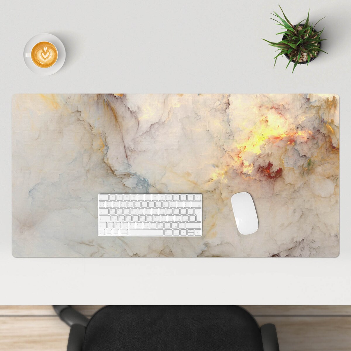 Kremowa mata na biurko Abstrakcyjna chmura, 100x50 cm