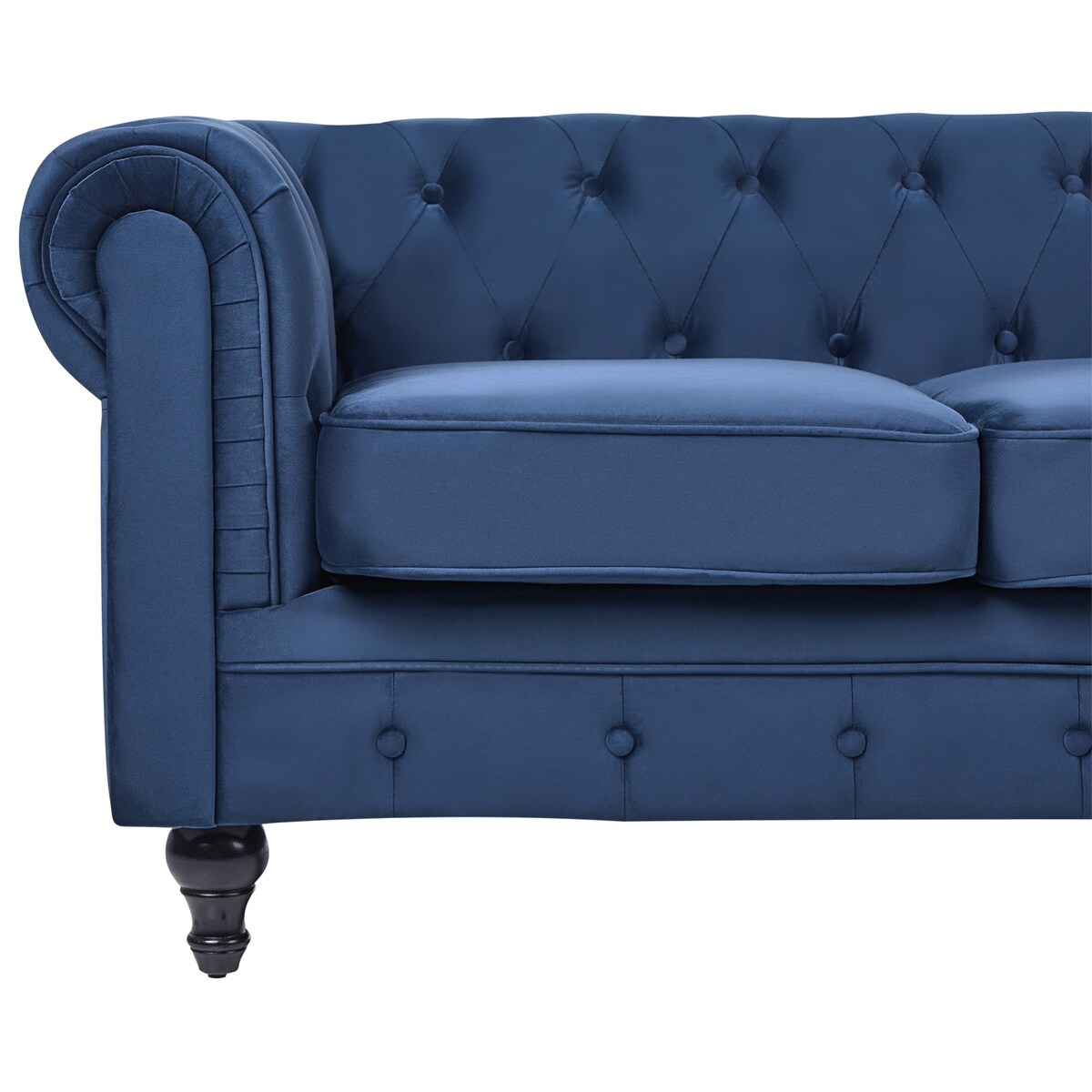 Sofa dla 3 osób CHESTERFIELD Welur Granatowy