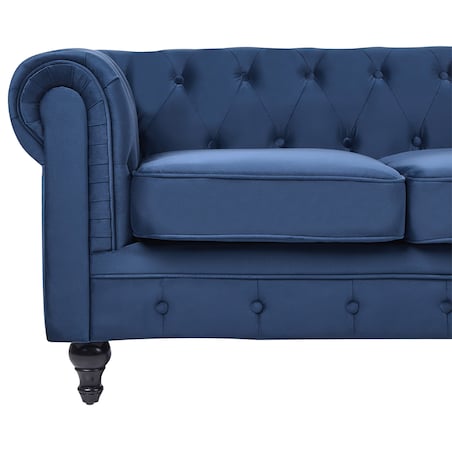 Sofa dla 3 osób CHESTERFIELD Welur Granatowy