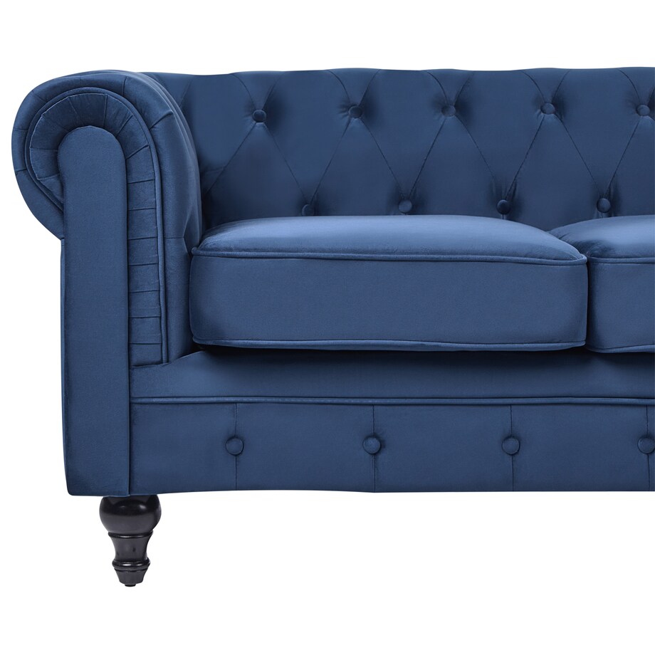Sofa dla 3 osób CHESTERFIELD Welur Granatowy