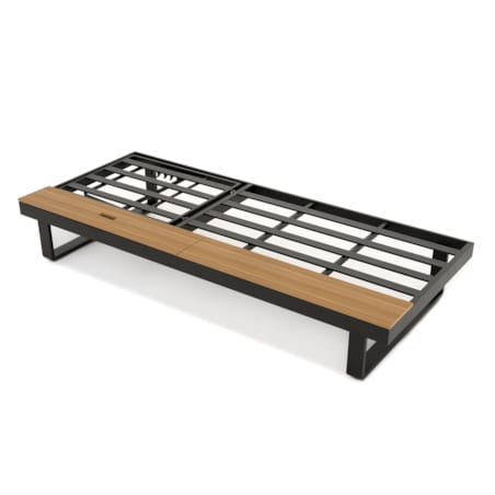 Leżak ogrodowy tarasowy z podnoszonym stolikiem aluminiowy ATOL szary