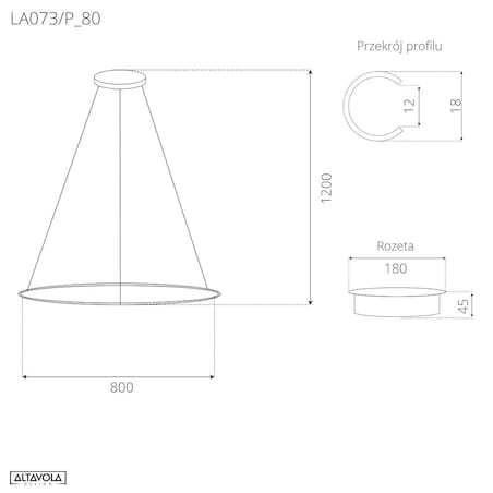 Lampa wisząca Ledowe Okręgi No.1 80cm 4k 43W czarna