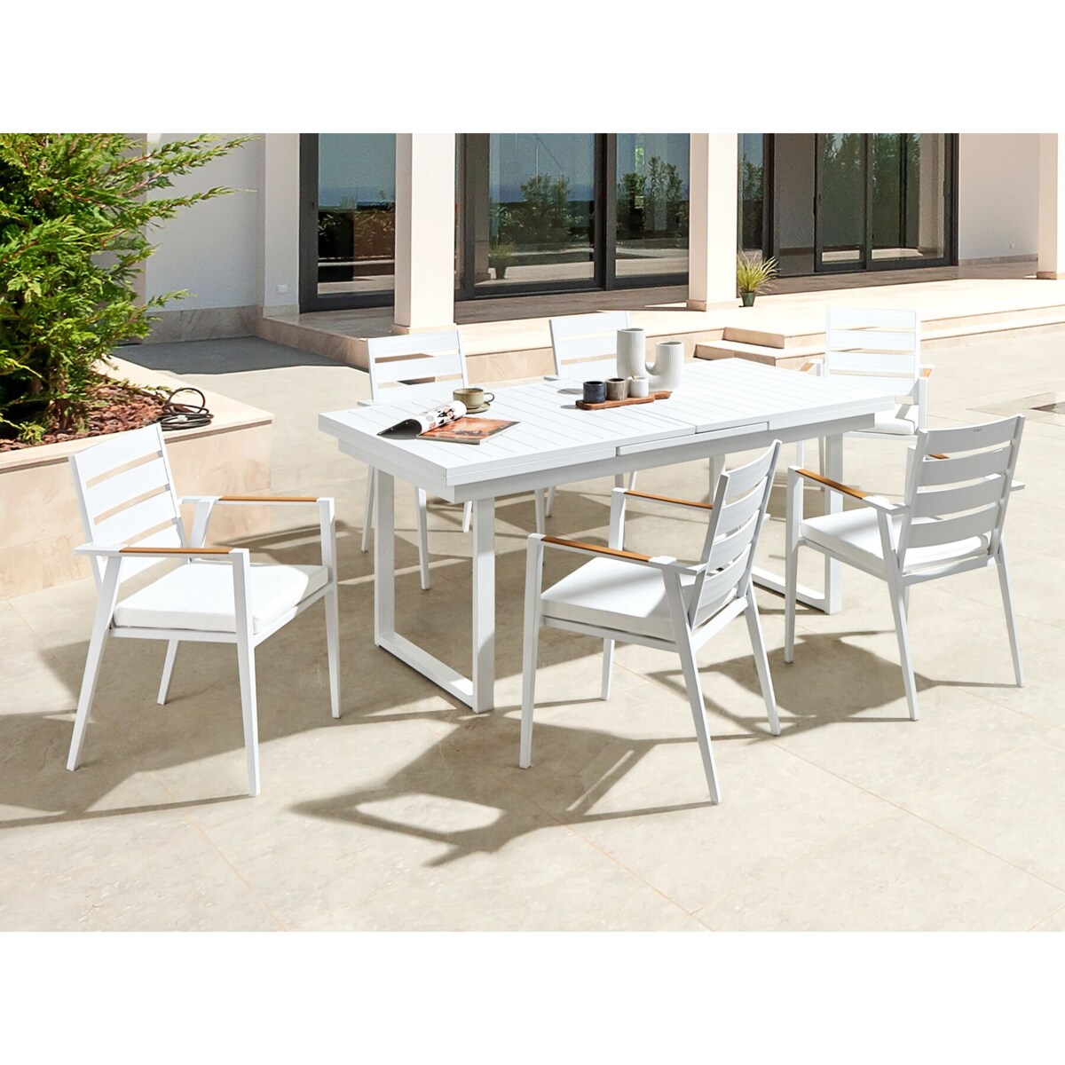 Zestaw ogrodowy dla 6 osób VALCANETTO/TAVIANO Metal Biały