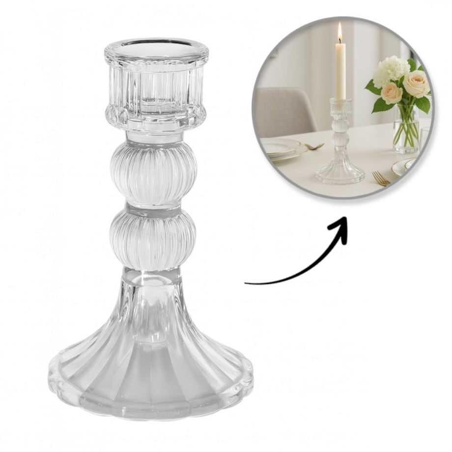 Świecznik dekoracyjny, szklany Glamour 13 cm - SW15