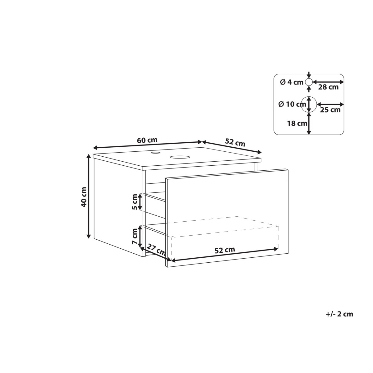 Szafka łazienkowa wisząca 60 x 52 cm biała ALZIRA