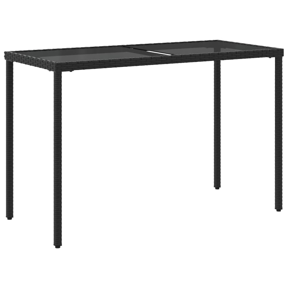 vidaXL Stół ogrodowy ze szklanym blatem, czarny, 115x54x74 cm