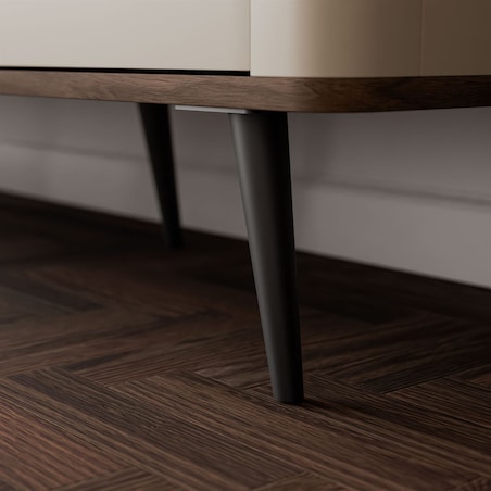 Komoda do sypialni AUTUMN 3D z ryflowanym frontem, kaszmir / orzech