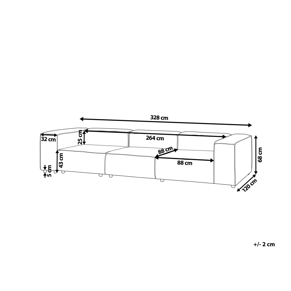 Sofa modułowa 3-osobowa beżowa ARDAL
