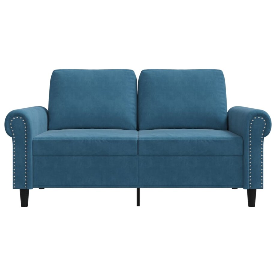vidaXL Sofa 2-osobowa, niebieski, 120 cm, tapicerowana aksamitem