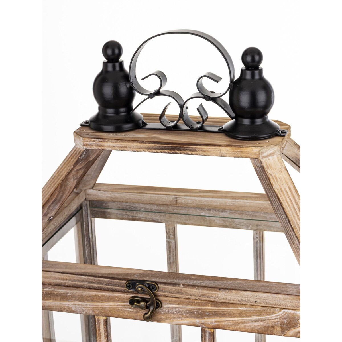 Lampion drewniany komplet 2 szt. brązowy 57x30x21 cm LATERNE