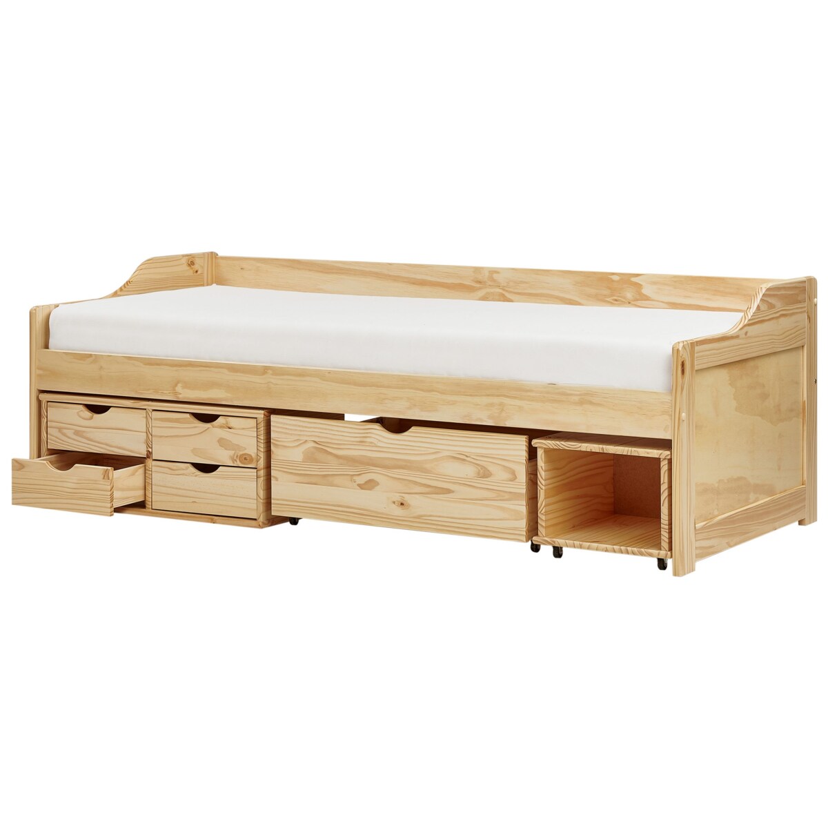 Łóżko drewniane z szufladami 90 x 200 cm jasne drewno ROYVILLE