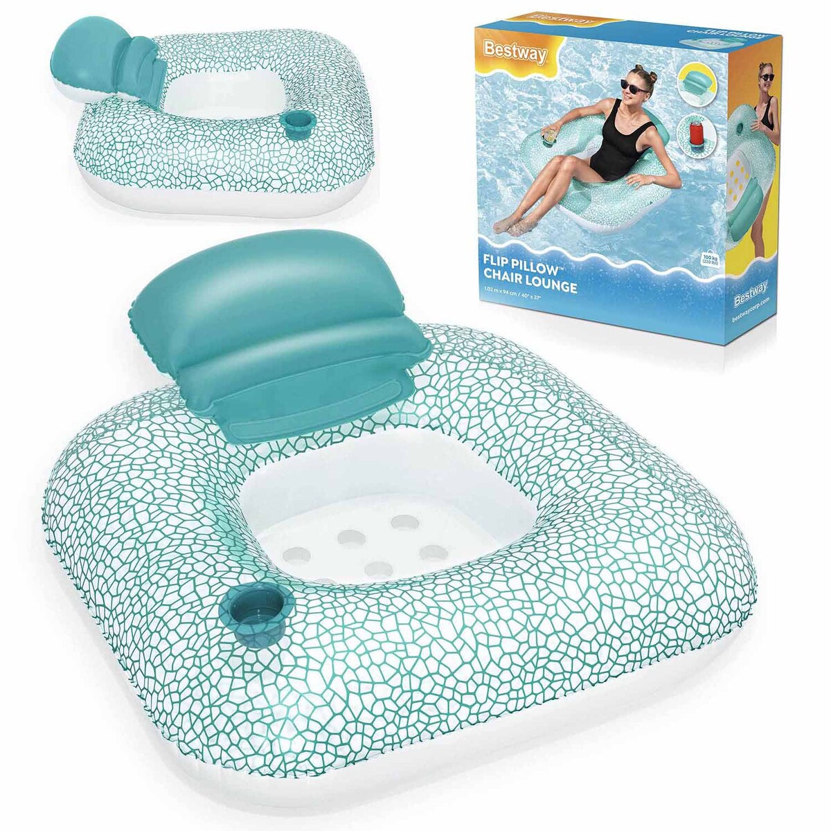 Fotel dmuchany plażowy Bestway 43097N wodny materac do pływania 102x94 cm