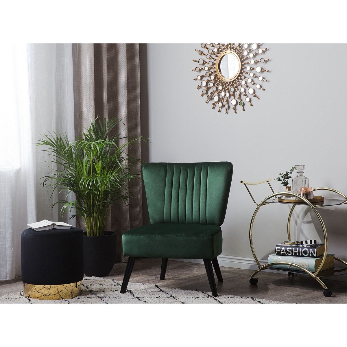 Fotel welurowy zielony VAASA