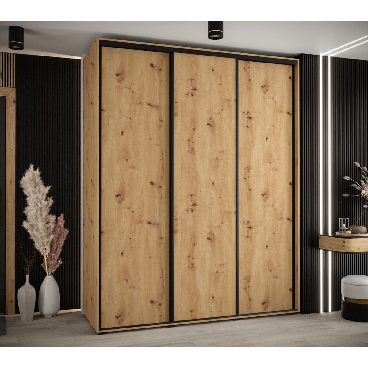 Szafa przesuwna Garderoba DAVOS 1 190 artisan/artisan/czarny