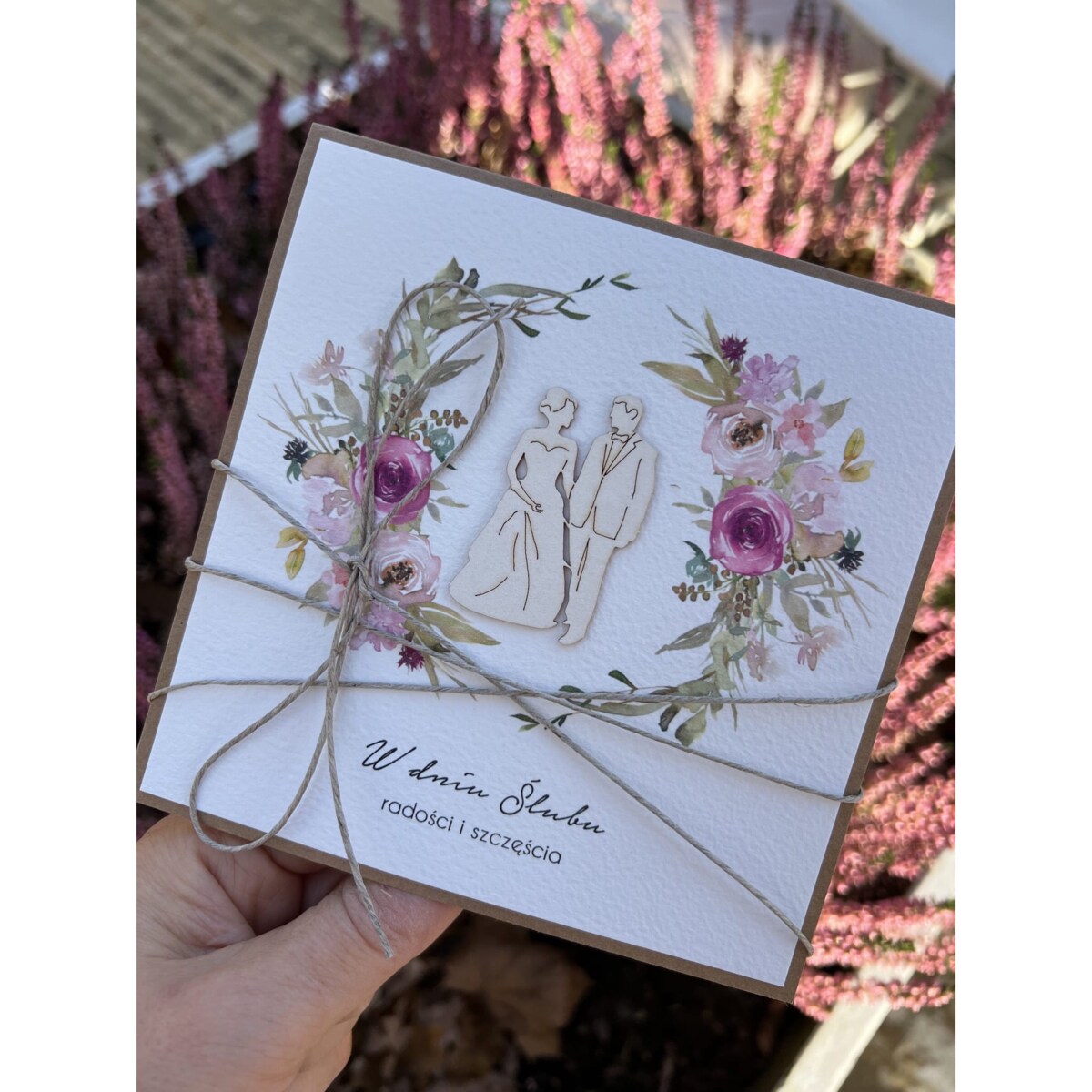 Rustykalna kartka ślubna, życzenia na ślub, idealny dodatek do prezentu ślubnego na pieniądze + najpiękniejsze życzenia ślubne