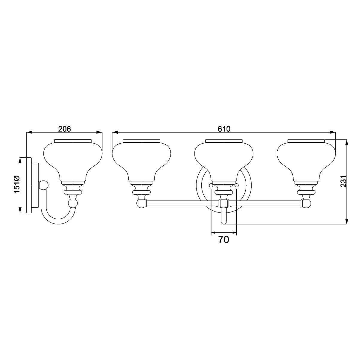 Łazienkowy kinkiet ścienny Ainsley HK-AINSLEY3-BATH-BB Hinkley potrójny biały mosiądz