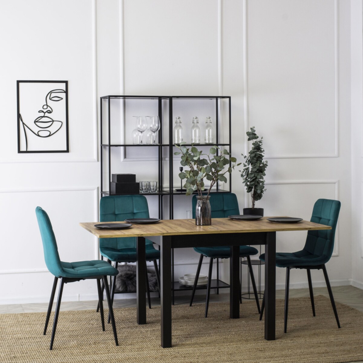 Krzesło Tapicerowane Welurowe Pikowane Jadalnia Kuchnia Loft Turkusowe PERU