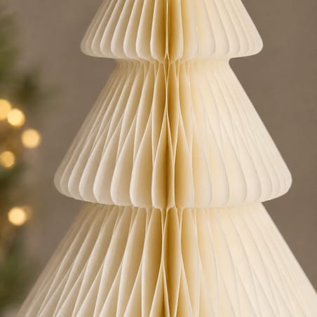 Papierowa dekoracja choinka Bożonarodzeniowa składana, kremowa 30cm WOZ68