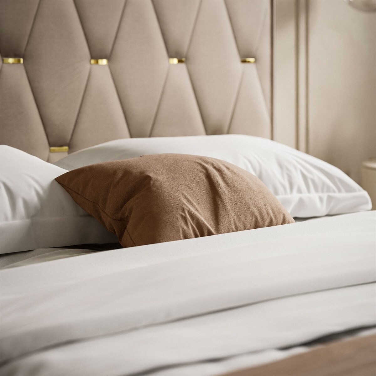 Łóżko tapicerowane IZOLDA z wysokim zagłówkiem, selaż 34, 140x200, Royal Velvet 176