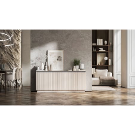 Komoda Glamour Nowoczesna Szafka RTV Kaszmir MAT ryflowane fronty 166,8 cm