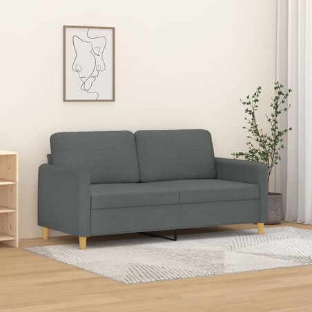 vidaXL Sofa 2-osobowa, ciemnoszara, 140 cm, tapicerowana tkaniną