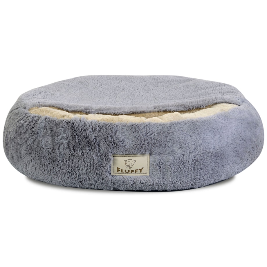 Legowisko Dla Psa Kota Z Daszkiem Jasnoszare Okrągłe Futerkowe 60 Cm