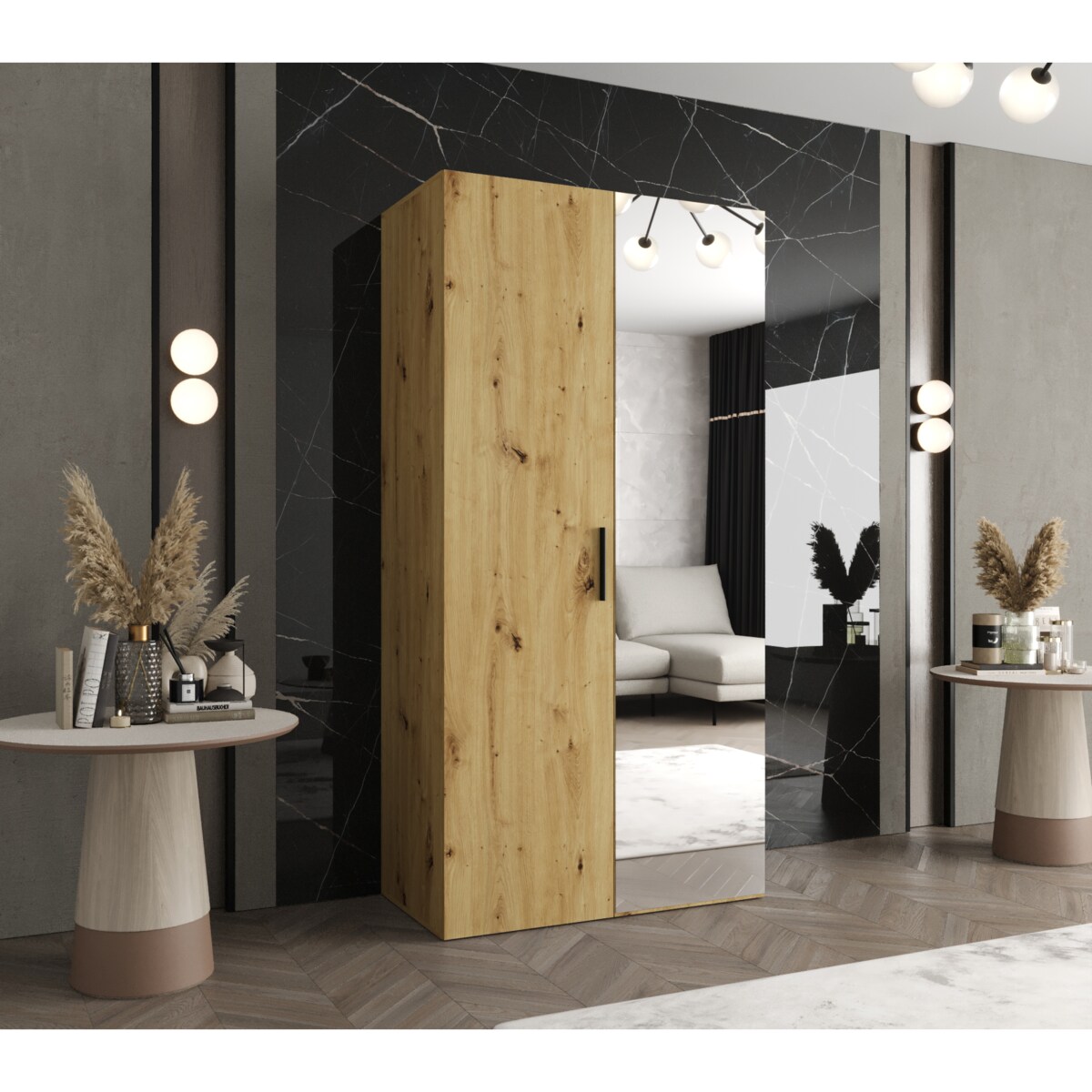 Szafa uchylna otwierana BARI 2 100 wys. 202 cm Artisan + u. Czarny