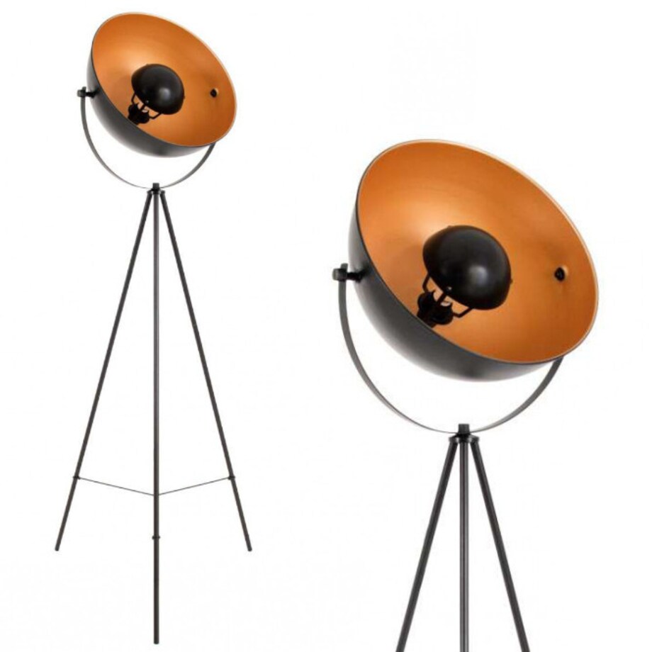 Studyjna LAMPA podłogowa BERNICE 2096458 Nave stojąca OPRAWA metalowa na trójnogu czarna złota