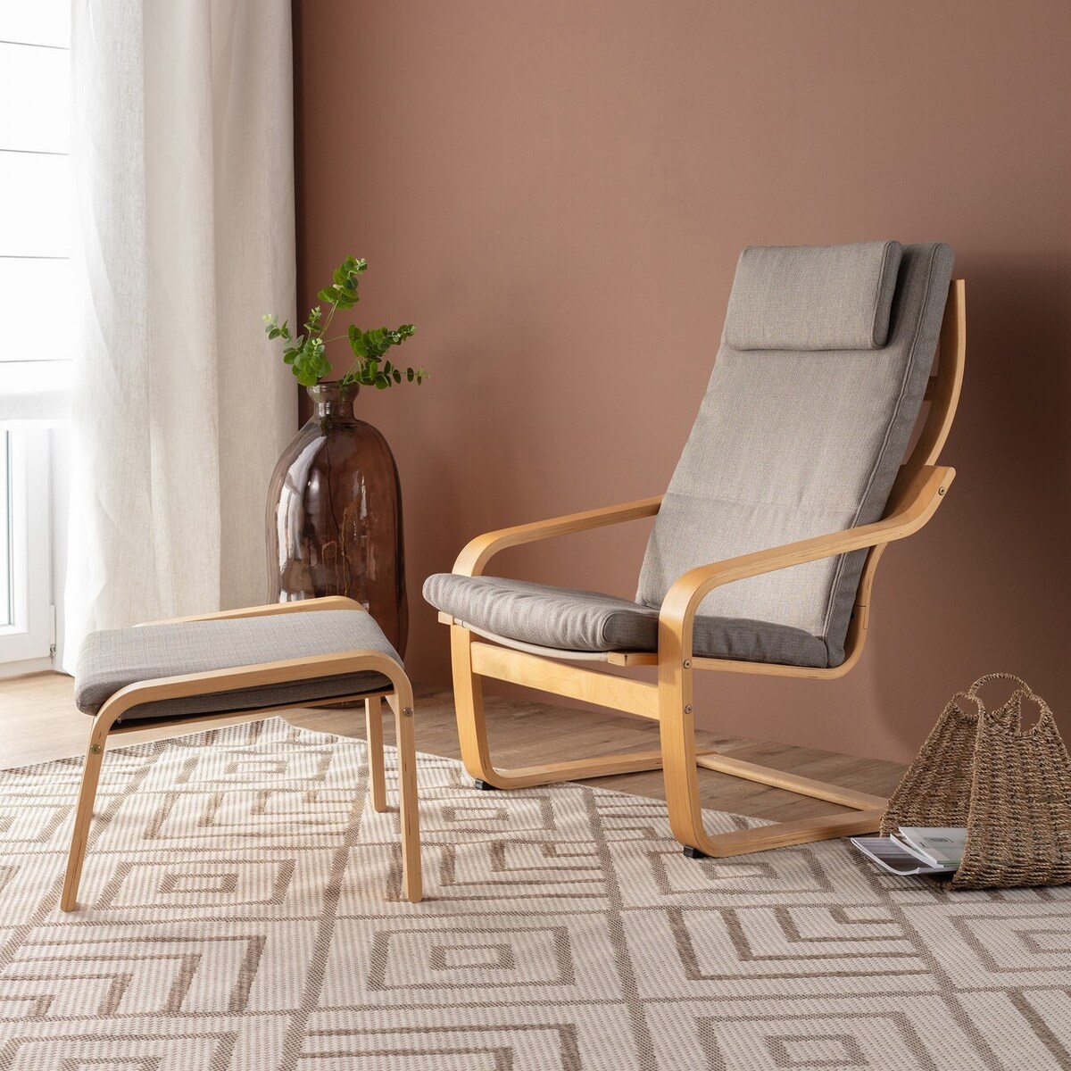 Poduszka na fotel Poäng II, błękitny melanż, Fotel Poäng II, Amsterdam