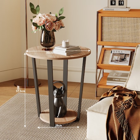 Stolik kawowy ława jasny brąz nowoczesny loft industrialny do salonu 50 cm