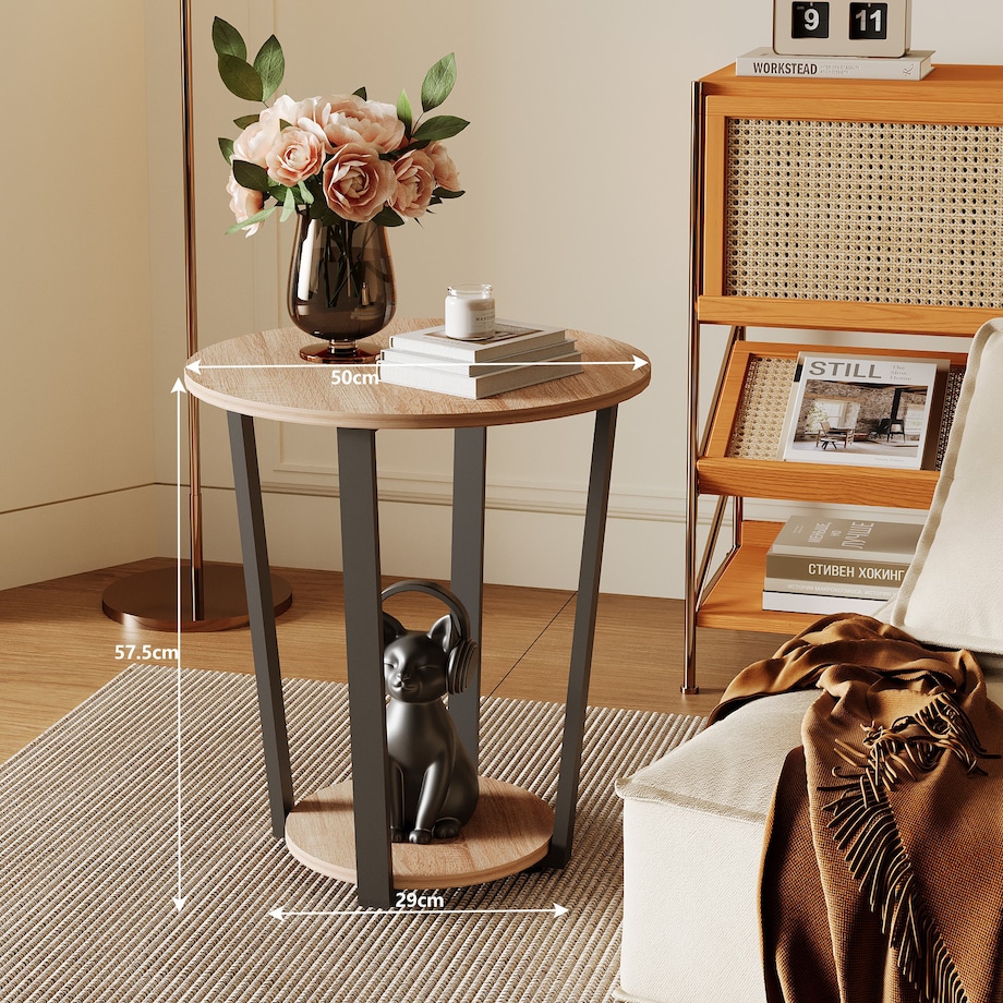 Stolik kawowy ława jasny brąz nowoczesny loft industrialny do salonu 50 cm