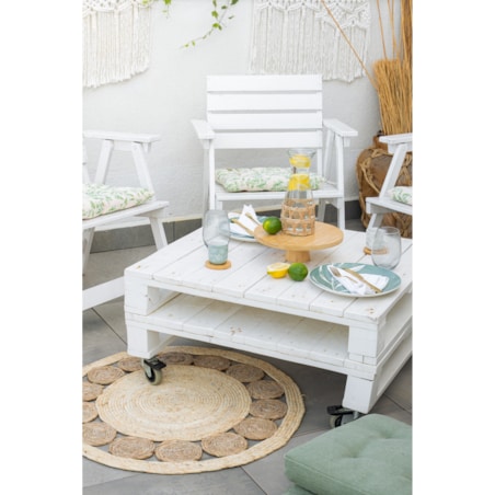 Dywan do salonu okrągły w stylu boho, Ø 80 cm, kolor brązowy, rattan