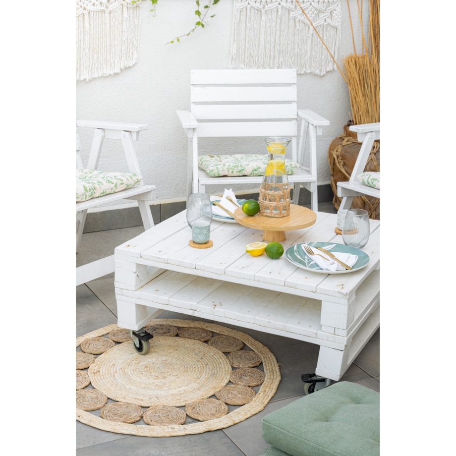 Dywan do salonu okrągły w stylu boho, Ø 80 cm, kolor brązowy, rattan