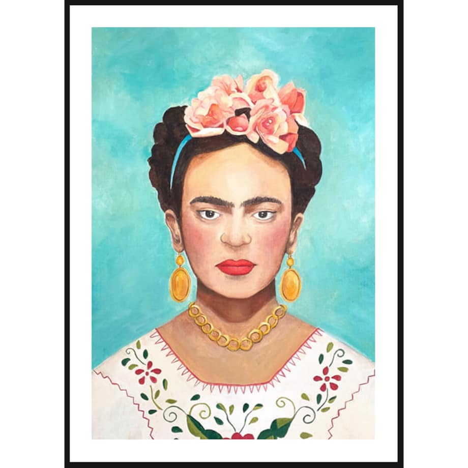 Poster Story, Plakat, Obraz - Frida Kahlo na Niebieskim Tle, wymiary 42 x 60 cm