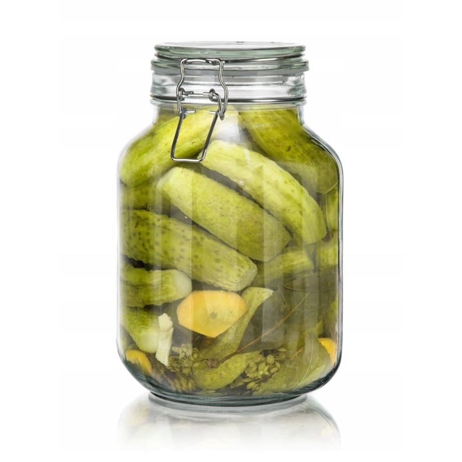 4x Słoik hermetyczny z klipsem szklany na przetwory ogórki weki 2 L soki