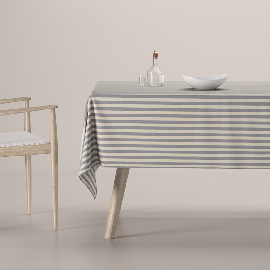 Obrus prostokątny 100 x 100 cm granatowo-białe pasy (1,5cm)