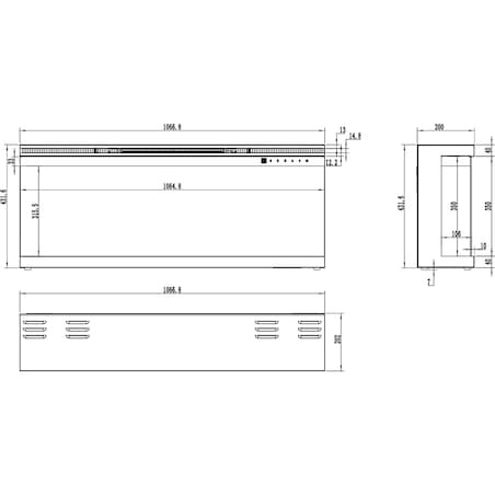Kominek elektryczny à 3 côtés AFLAMO Unique 107 - ścienny i do zabudowy - 107x44x20 cm - kominek LED - funkcja grzania 750/1500 W