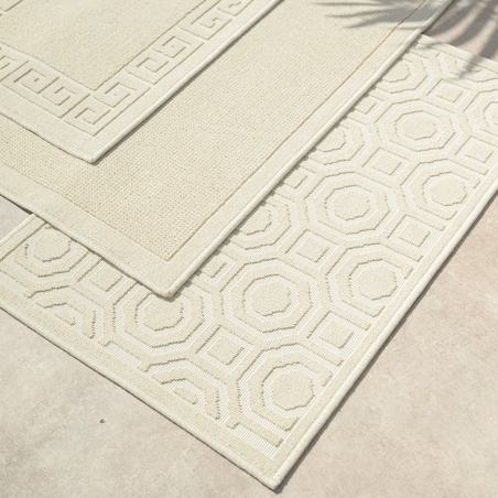 Dywanik łazienkowy Lino 73x135 cm bawełniany geometryczny beżowy