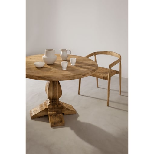 Okrągły stół z drewna mango na jednej nodze Rusby Ø120 cm
