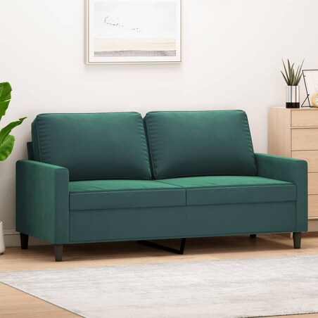 vidaXL Sofa 2-osobowa, ciemnozielona, 140 cm, tapicerowana aksamitem