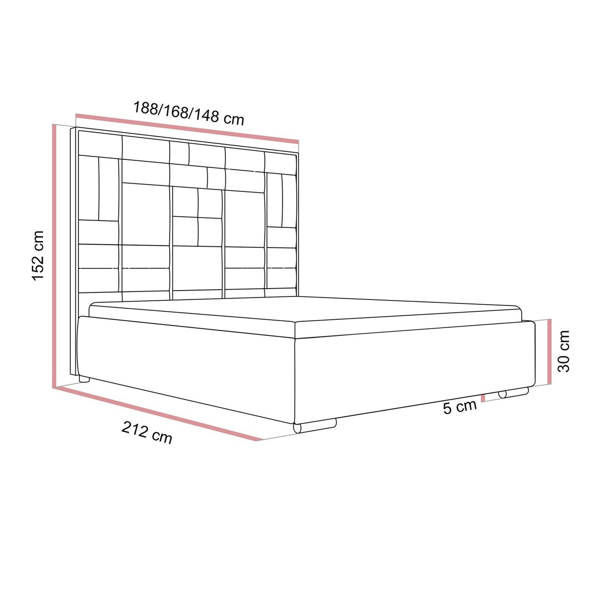 Łóżko tapicerowane BRIGITTE SILVER, pojemnik na pościel, s34, 160x200, Element 12