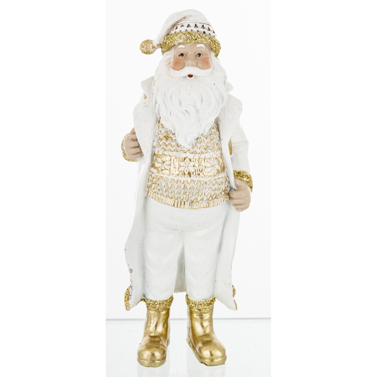 Elegancki Mikołaj w złotych butach 20,5x7,5x7 cm