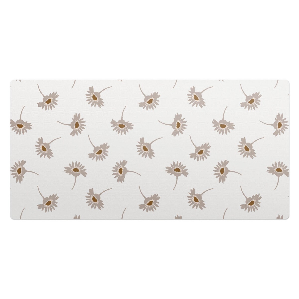 Beżowa mata na biurko Kwiatowy wzór retro, 90x45 cm