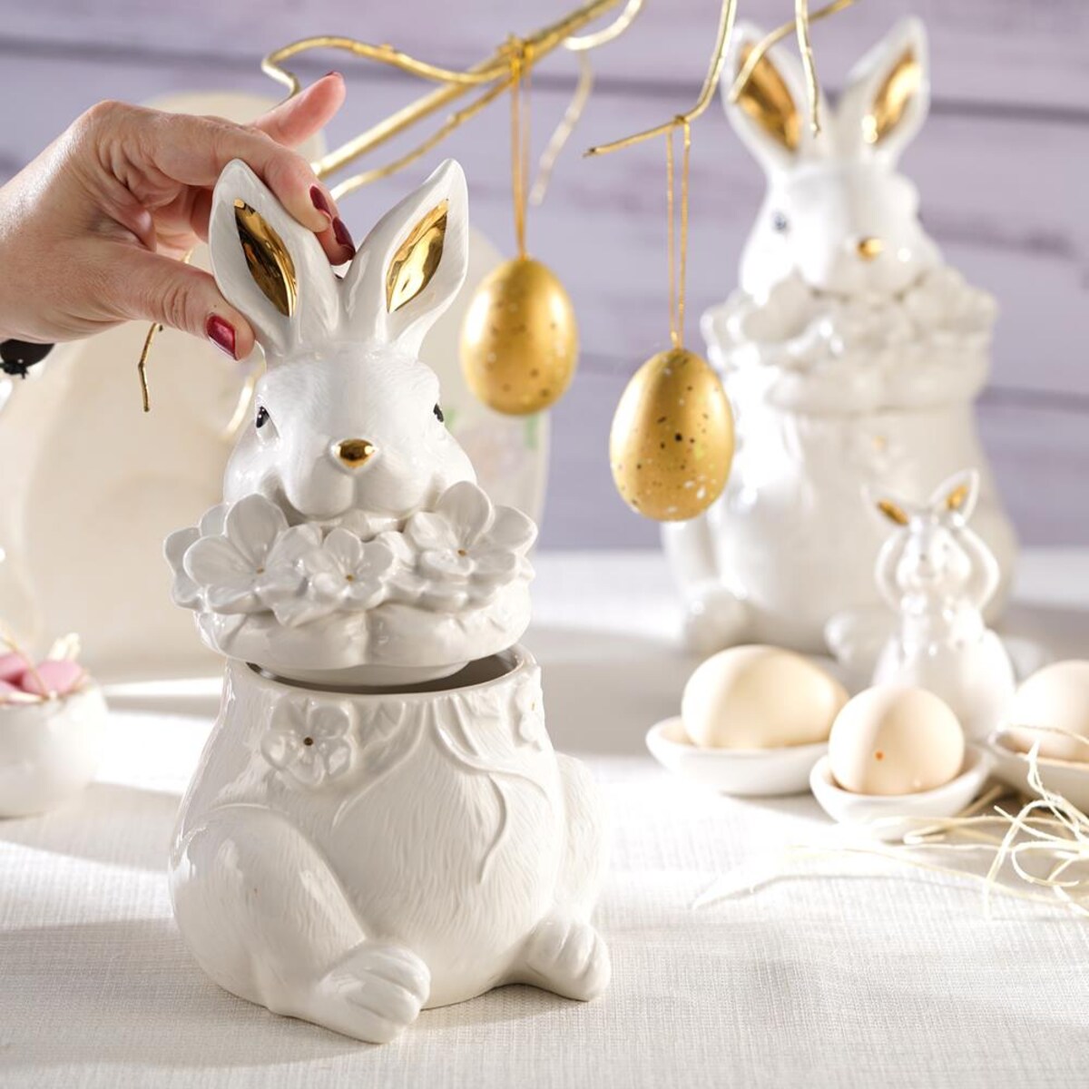 VILLA ITALIA Zając wielkanocny Pojemnik ceramiczny 25 cm BUNNY