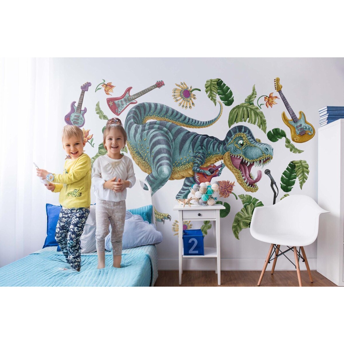 Zestaw naklejek na ścianę, Muzyczny dinozaur, 100cm