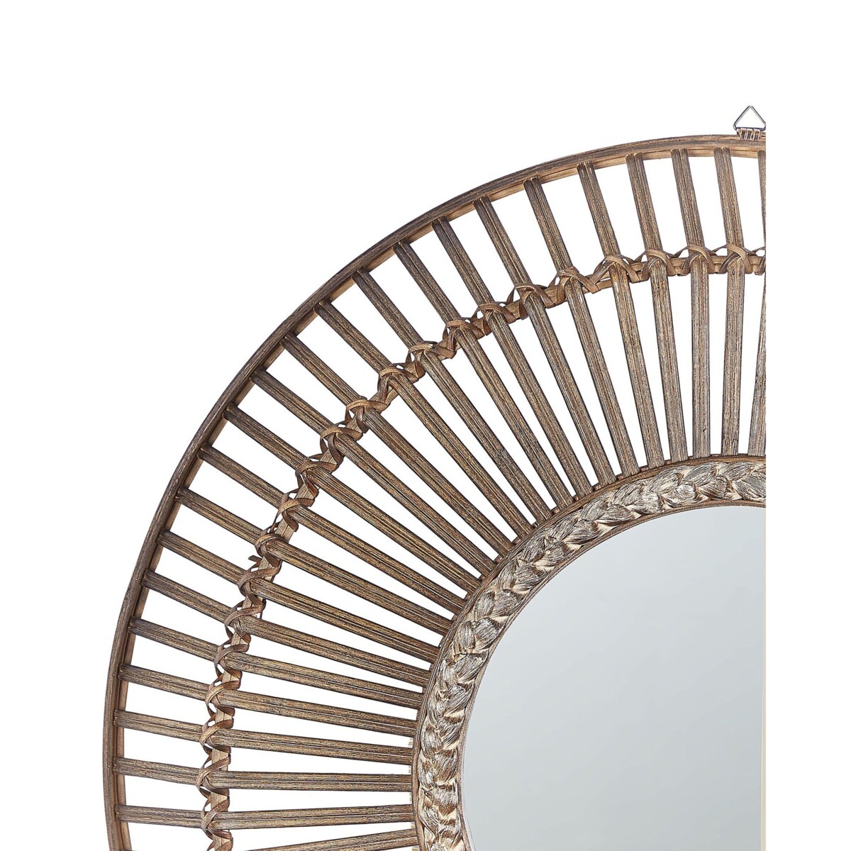 Bambusowe okrągłe lustro ścienne ø 66 cm ciemne drewno BLASITO