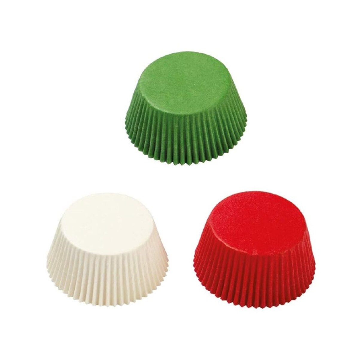 Papilotki do babeczek zielone, czerwone i białe mix - 75 szt.